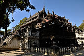 Myanmar - Mandalay, Shwenandaw Kyaung (the Golden Palace) a wonderful example of the Burmese unique teak architecture and wood-carving art. 